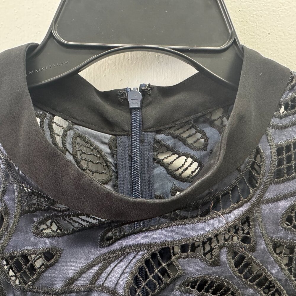 Antonio Melani Liva Black & Blue Lace Embroidered Fit & Flare Dress - Size 12 - Picture 12 of 16